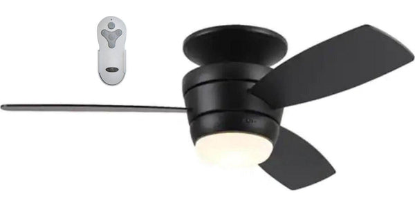 Harbor Breeze Mazon 44 in Black LED Indoor Flush Mount Ceiling Fan with Light Remote (3 Blade)