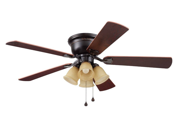 Harbor Breeze Centreville 52 in Oil Rubbed Bronze LED Indoor Flush Mount Ceiling Fan with Light (5 Blade)