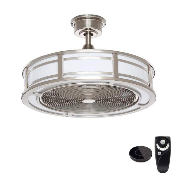 Home Decorators Collection Brette II 23 in LED Brushed Nickel Ceiling Fan with Light and Remote Control works with Google and Alexa AM382A BN B