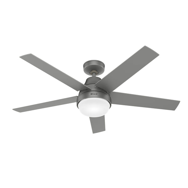 Hunter 52 Inch Aerodyne Matte Silver Ceiling Fan with LED Light